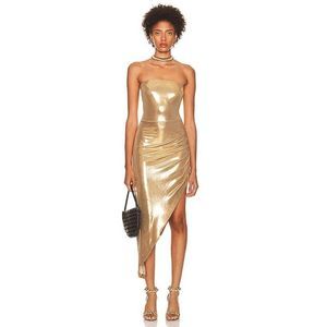 NORMA KAMALI Strapless Side Drape Gown M